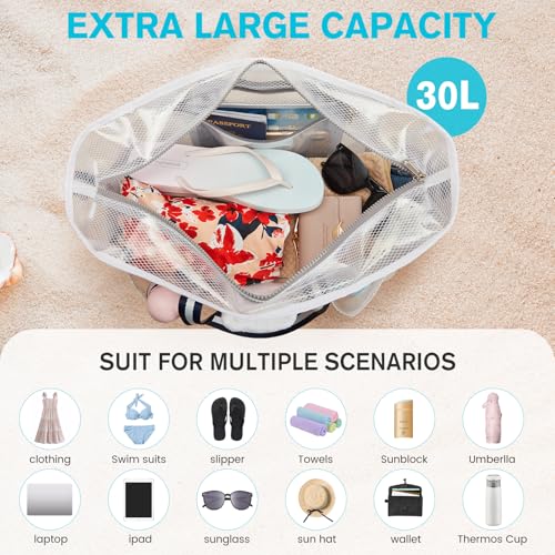 G4Free Waterproof Beach Tote Pool Bags for Women, Large Capacity Tote Bag With Wet Compartment for Weekender Travel