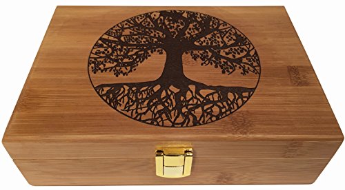 Tree of Life Keepsake Box - Wooden Keepsake Box with Hinged Lid - Engraved Design - Decorative Wooden Boxes with Lids - Wo...