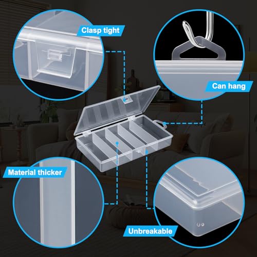 SBYURE 2 Pack 5 Grid Clear Plastic Fishing Tackle Storage Box Jewelry Making Findings Organizer Box Container Case Utility...