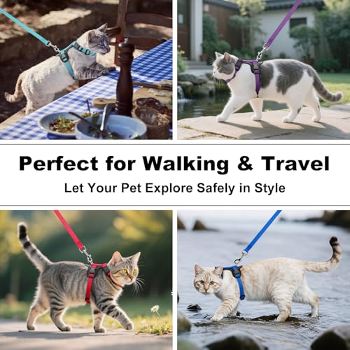 Plutus Pet Adjustable Cat Harness and Leash Set, Quick Release, Escape Proof Nylon Vest with Leather Trim for Kitten, Smal...