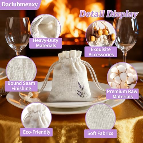 Daclubmenxy 20 PCS Lavender Bags, Lavender Sachet Empty Bag, Drawer Sachets with Drawstring Cotton Pouch for Filling Spice...