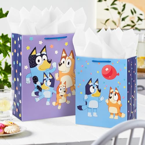 Hallmark Bluey Birthday Gift Bag Set (2 Bags: 13" Large and 15" Extra Large) for Kids, Grandchildren, Boys, Girls