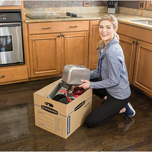 Bankers Box Medium Classic Moving Box 20 Pack, Reinforced Handles, Tape-Free Assembly, Box with Lid, 19-In x 14.5-In x 15....