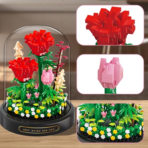 Linkowin Flower Bouquet Building Set - 593PCS Rose Flower Plants for Botanical Collection - Romantic Gift for Mother's Da...