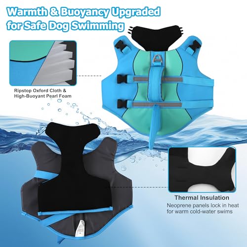 Dogcheer Dog Life Jacket Shark, Neoprene Harness Dog Life Vest with Lift Handle, Reflective Adjustable Pet Swim Float Vest...