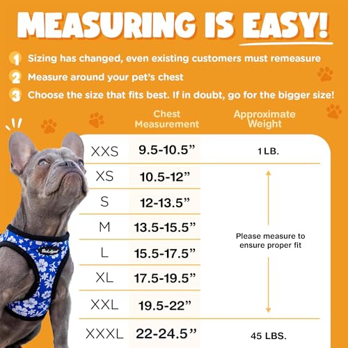 Bark Appeal Pink Hibiscus Step-in Dog Harness for XS to Small Sized Pets – Updated Sizing, Re-Measuring is Essential – Sof...