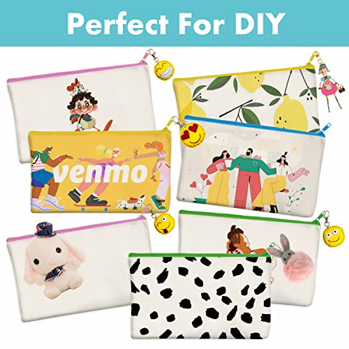 8 Pack Canvas Colorful Zipper Bags, DIY Craft Bags Travel Canvas Makeup Pouches for Cosmetic Toiletry Stationery Storage (...