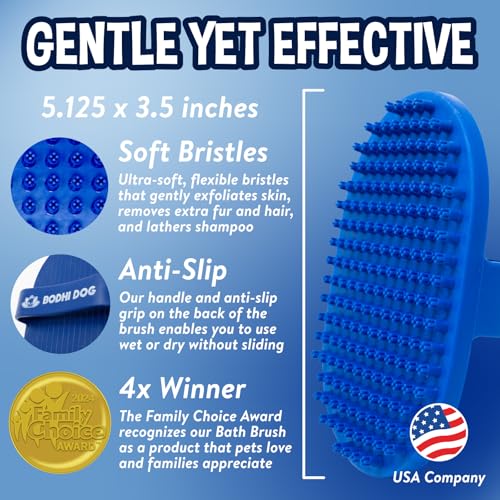 Bodhi Dog Shampoo Brush - Pet Grooming & Bath Supplies for Dogs and Cats - Bath Brush for Long & Short Hair - Premium Scru...