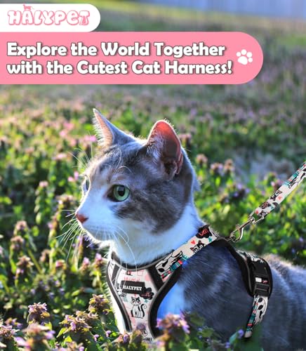 Halypet Cat Harness and Leash Set[MAX Safety 4th-Gen] Cute Escape Proof Vest Harness for Girl&Boy Cat Walking, Comfortable...