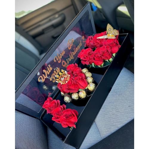 UNIKPACKAGING “I Love You” Flower Gift Letter Shaped Fillable Box, with Plastic Liner, Size 22″ x 8″ x 4″ inch, for Luxury...