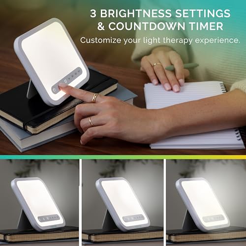 Verilux HappyLight Mini - Portable & Compact Light Therapy Lamp with 10,000 Lux, UV-Free, LED Light with Adjustable Bright...
