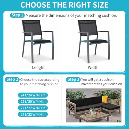 COSHNIBI Patio Cushion Covers 22'' X 20'' X 4'', Waterproof and Fade-Resistant Outdoor Cushion Cover Replacement for Outdo...