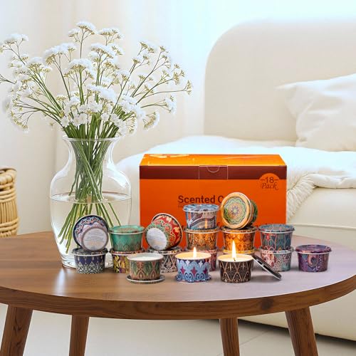 18-Pack Aromatherapy Candle Set - Travel-Size Scented Candles 2.5oz Each | 10+ Hour Relaxing Long-Lasting Burn | Fragrant ...