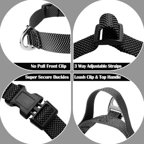 Annchwool No Pull Dog Harness with Front Clip and Easy Control Handle-Belly & Chest Adjustable Dog Harness and Leash Set f...