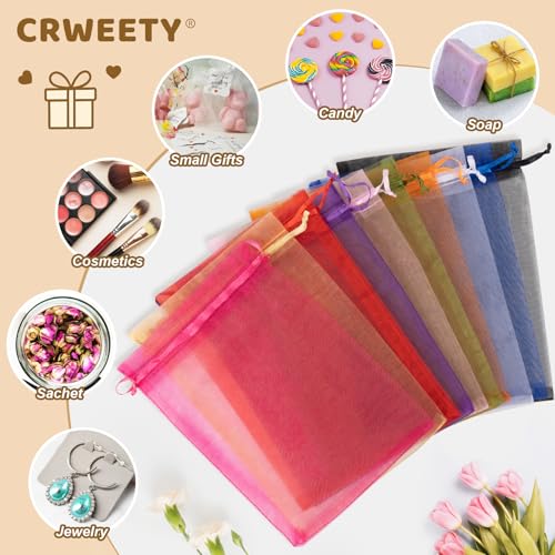 Crweety 50 Pcs Black Organza Bags 4x6 Inch, Small Mesh Gift Bags Drawstring for Jewelry Bracelet Packaging, Premium Sheer ...
