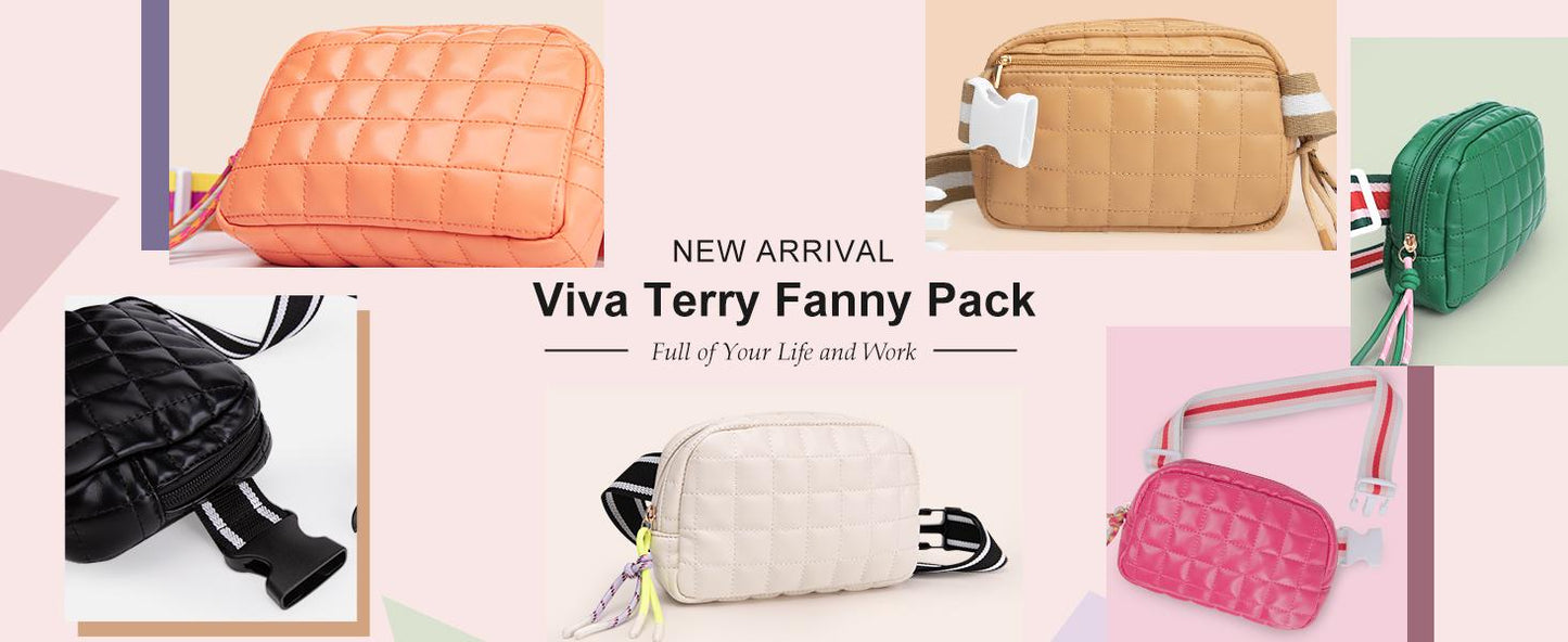 Viva Terry Women's Quilted Waist Pack  Small Puffy Sports Bag Adjustable Strap Ideal For Running, Travel, Hiking, And Fitness