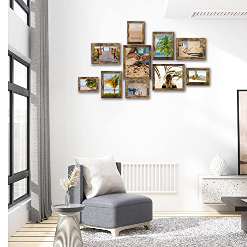 Picture Frame Set 10 pack, Farmhouse Photo Frames, Gallery Wall Frame Collage, with Two 8x10, Four 5x7, Four 4x6 Photo Fra...