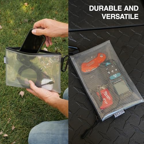 GOBAGS Air Production Multi‑Size Clear Zipper Pouch (4‑Pack) – Cable Organizer & Travel Gear Bag for Electronics, Camera A...