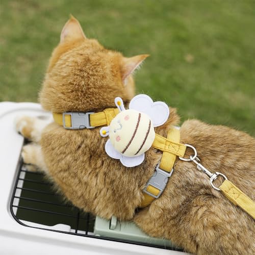 Cat Harness and Leash Set, Cat Harness Escape Proof, Rabbit Harness and Leash Set, Costumes for Cats and Bunny(A, Middle)