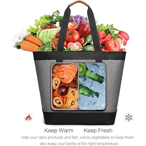 TIIOCTI Insulated Cooler Bag Reusable Grocery Tote Bags Transport Large Lunch Box for Women