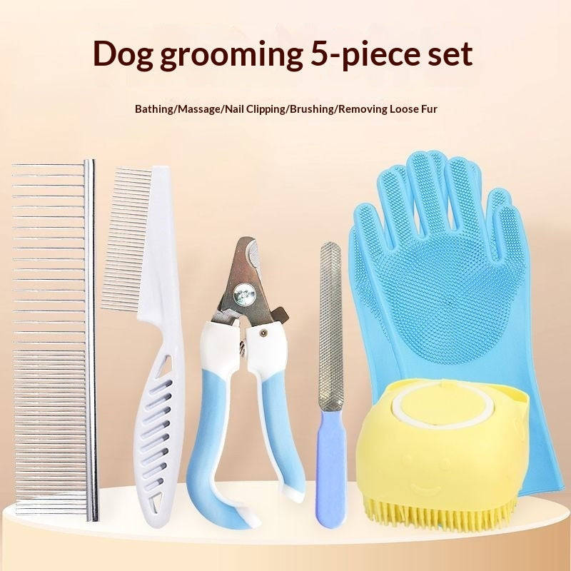 Pet Bath Brush Bath Gloves Nail Clippers