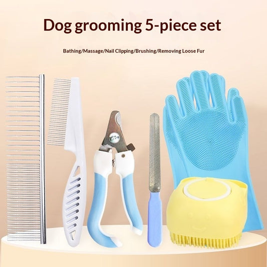 Pet Bath Brush Bath Gloves Nail Clippers