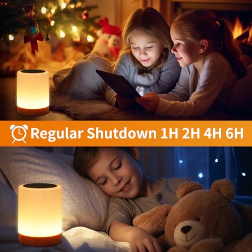 OORUN Touch Bedside Table Lamp,13 RGB Colors & 5 Brightness, USB Rechargeable Desk Lamp, Remote Control Dimmable Night Lig...
