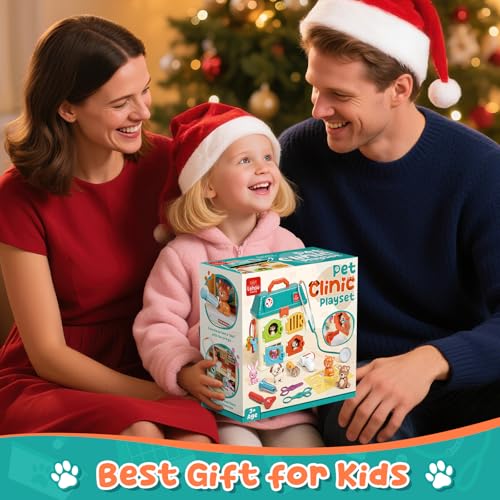 Lehoo Castle Veterinarian Playset for Kids Girls, Pretend Play Toys for Toddlers 1-3, Critter Clinic Toy with Keys, Doctor...