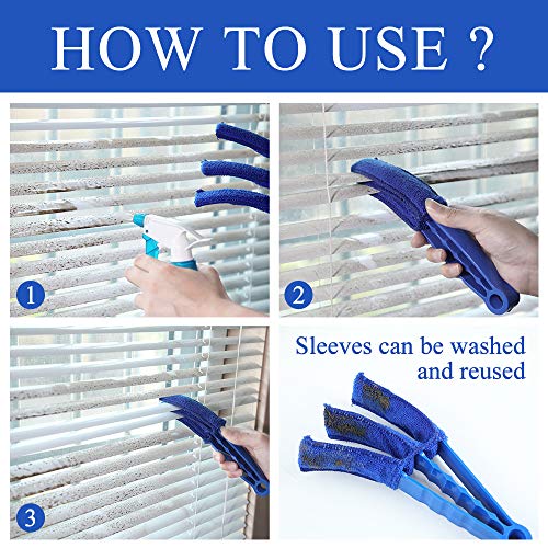 Hiware Window Blind Cleaner Duster Brush with 5 Microfiber Sleeves - Blind Cleaner Tools for Window Shutters Blind Air Con...