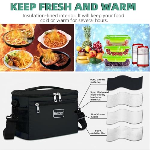 BEIMILY Lunch Box for Men/Women, Small Insulated Lunch Bag, Leak-Proof Soft Cooler Tote Bag, Reusable LunchBox for Work, T...
