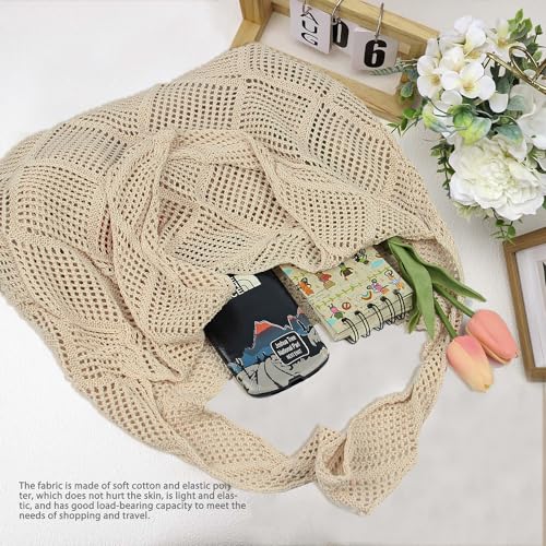 Stizimn Crochet Mesh Beach Tote Shoulder Handbags Hobo Summer Aesthetic Women's Bag