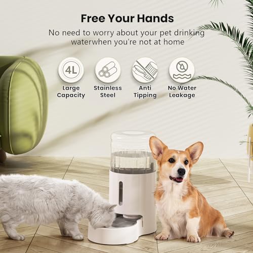 CZPET 4L Pet Water Dispenser Without Electricity Unplugged Automatic Water Bowl Dispenser Gravity Water Dispenser for Cats...