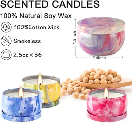 YOROXRG 36 Packs Scented Candles Gift Set, Fragrances Candle for Women, 2.5 OZ Portable Jar Candle for for Spa, Yoga, Bat...