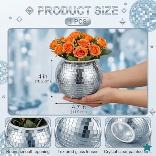 KAKUKAKU Disco Ball Makeup Brush Holder & Pen Cup - Fun Desk Accessories for Office, Cute Aesthetic Room Decor, Unique Gif...