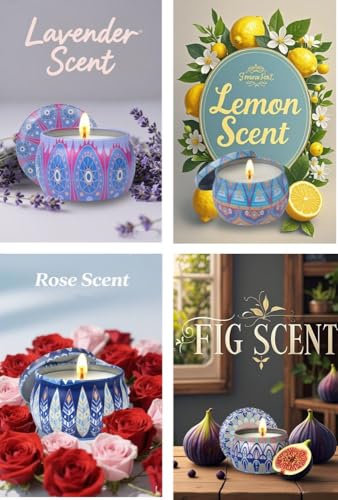Scented Candles Gift Set for Women - 4 Pack Aromatherapy Candles with 8% Essential Oils, 120H Burn Time, Stress Relief & R...