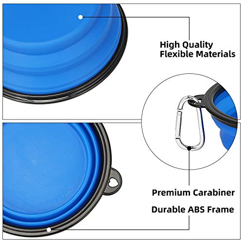 Kytely Large Collapsible Dog Bowls 2 Pack, 34oz Foldable Dog Travel Bowl, Portable Pet Water Food Bowl with Clasp, Pet Cat...