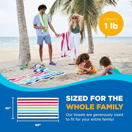 Ben Kaufman Terry Cabana Striped Towels - Oversized Towel for Beach & Pool - Soft Cotton Towels with Absorbent Design - St...