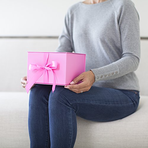 Hallmark Medium Gift Box with Lid and Shredded Paper Fill (Light Pink 7 inch Box) for Anniversaries, Bridal Showers, Bache...