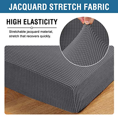 H.VERSAILTEX High Stretch Individual Seat Cushion Covers 3 Pack Thick Jacquard Textured Twill Fabric Sofa Slipcovers for 3...
