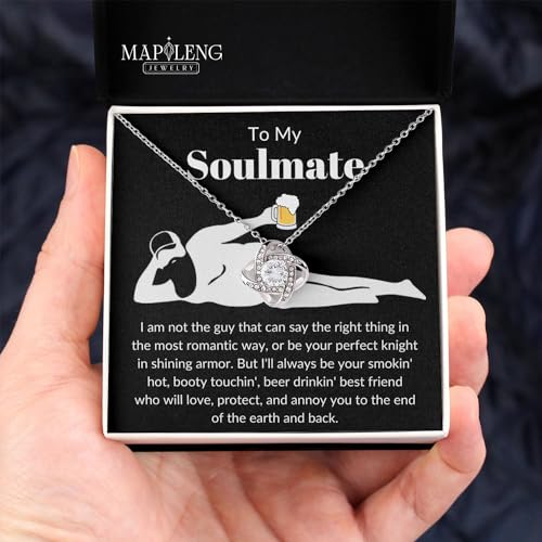 To My Soulmate Necklace For Women, Funny Gifts For Girlfriend, Personalized Christmas Presents For Girlfriend, Best Birthd...