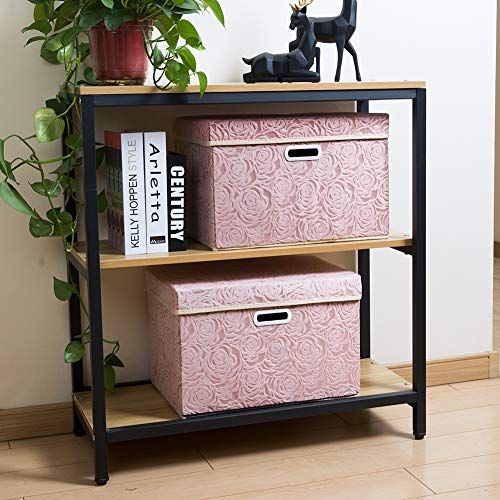 PRANDOM Larger Collapsible Storage Bin with Lid [1-Pack] Fabric Decorative Storage Box Cube Organizer Container Baskes wit...