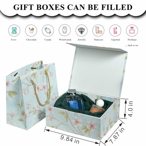 SHUN ZHI YU Luxurious Gift Box 9.8"x7.9"x4", Magnetic Closure Rectangle Collapsible Box for Christmas,Valentine's Day and ...