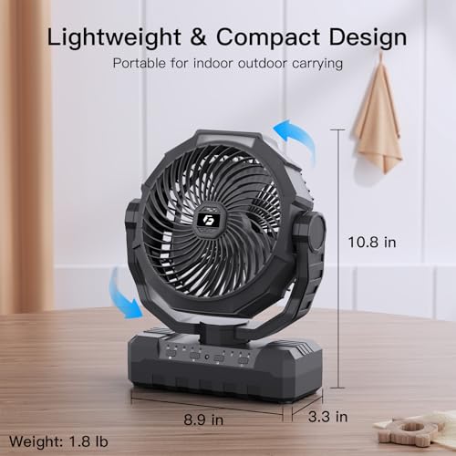 FRIZCOL 3-in-1 Camping Fan - Portable Fans Rechargeable - 24000mAh Battery Powered Fan with Light & Remote for Indoor, Out...