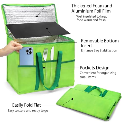 Foraineam 4 Pack Insulated Reusable Grocery Shopping Bags, Foldable Cooler Bag Food Delivery Bags with Hard Bottom Insert ...