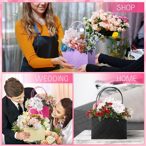 TaoBary 27 Pcs Flower Boxes for Arrangements Floral Gift Bouquet Bags Waterproof Kraft Paper Purse with Handles for Valent...