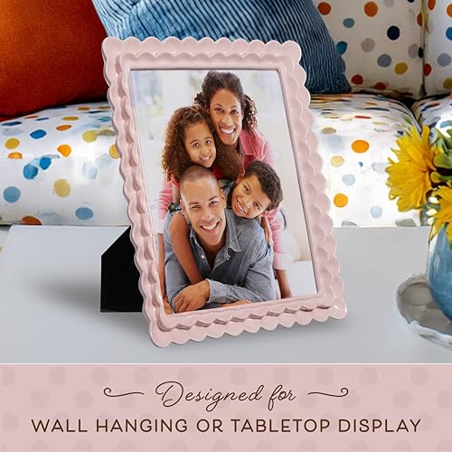 Sheffield Home Ruffle Edge Resin Picture Frame Set, Decorative Scalloped Photo Frame for Tabletop Display, 8x10, Light Pink