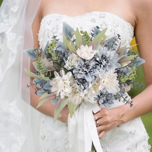 Fake Artificial Flowers Bouquet for Decoration, Silk Floral Arrangements Faux Flowers Plant Wedding Bride Bouquets Tables ...