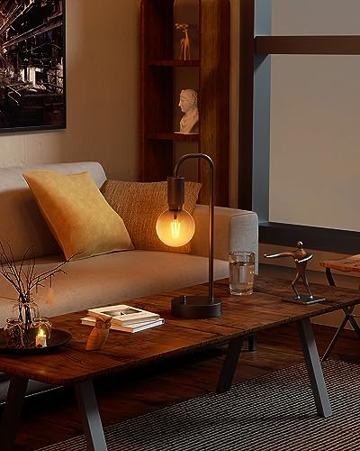 ONEWISH Industrial Table Lamp for Bedroom, Fully Dimmable Modern Bedside Lamps with 2700K Warm Light Bulb for Kids Readin...