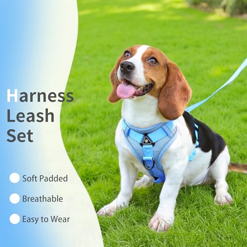 Jolifield No Pull Dog Harness with Leash Set for Small Sized Dog, Reflective Adjustable No Choke Front Clip Cat Vest Harne...