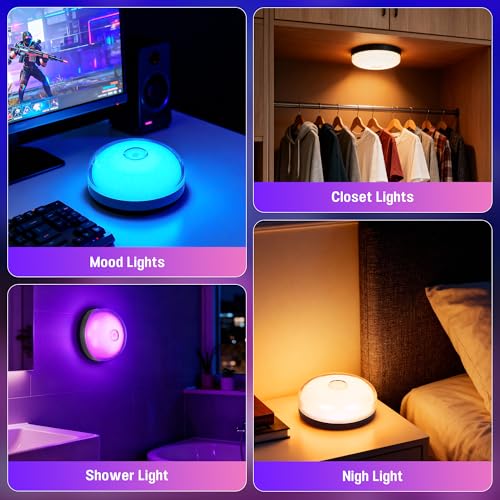 Loscarol Rechargeable Shower Lights with Remote, 15 RGBW Color Changeable Shower Lamp Waterproof, Dimmable ＆Timer Ceiling ...